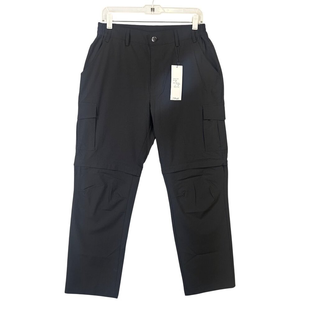Women's Black Nonwe Convertible Cargo Pants With Zip-Off Legs & Pockets 30X29